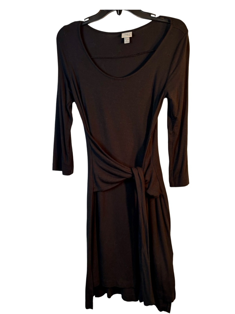 a new day Black Tie-Waist 3/4 length Sleeve Midi Dress